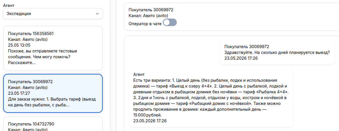 Диалоги с клиентами в кабинете РестАИчат